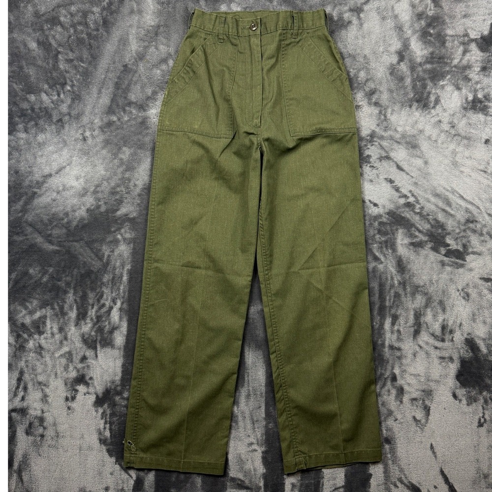Military Utility Pants Womens 12L30 Green Good High Waisted Patch Pocket OG-507
